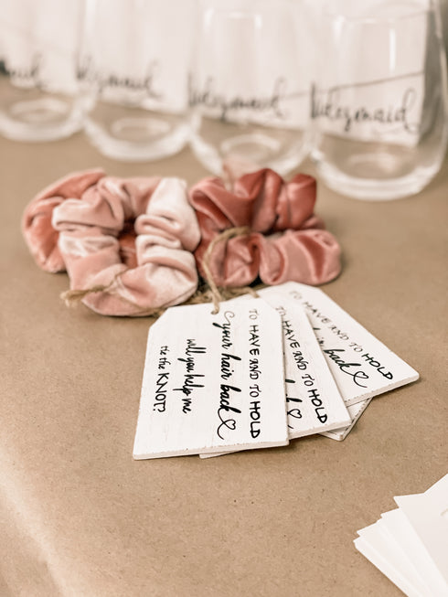 Scrunchie with Wood Hangtag