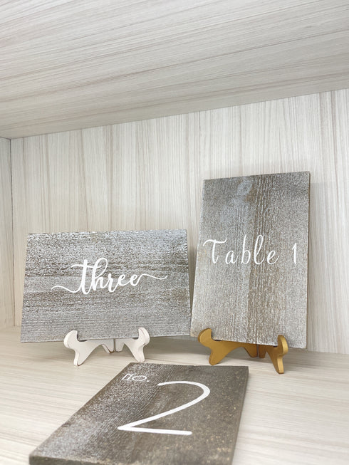 Table Number | Wood Plank Gray