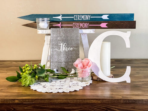 Table Number | Wood Plank Gray